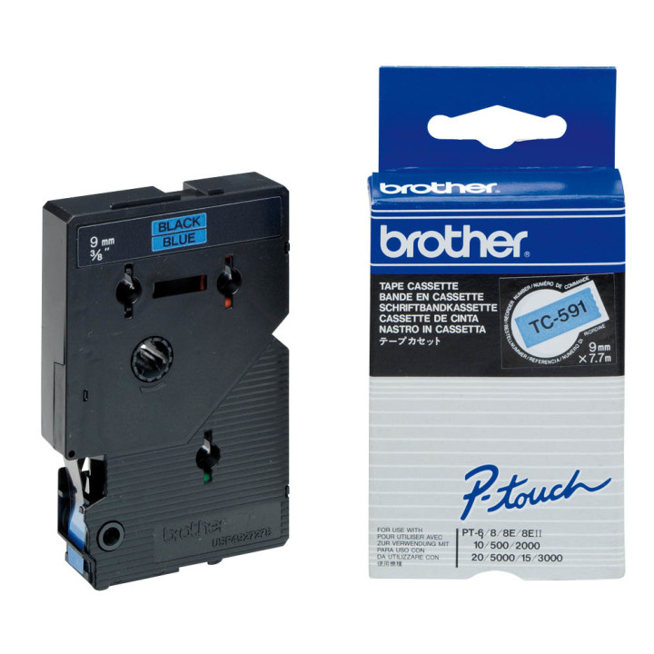 BROTHER Cinta laminada azul/negro 9mm