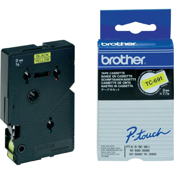 BROTHER Cinta laminada amarillo/negro 9mm