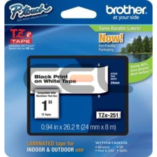 BROTHER Cinta laminada blanco/negro 24mm (Sin Blister)