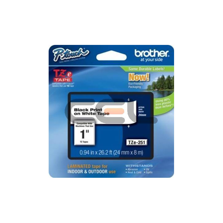 BROTHER Cinta laminada blanco/negro 24mm (Sin Blister)