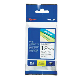 BROTHER Cinta No laminada blano/negro 12mm