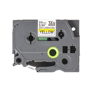 BROTHER Cinta autolaminada. Texto negro sobre fondo amarillo. Ancho:24 mm. Longitud: 8 m