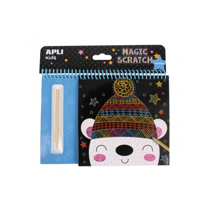 Apli Bloc de Laminas para Rascar Invierno - Juego Didactico - Promueve Creatividad - Refuerza Confianza - Mejora Habilidad Manu