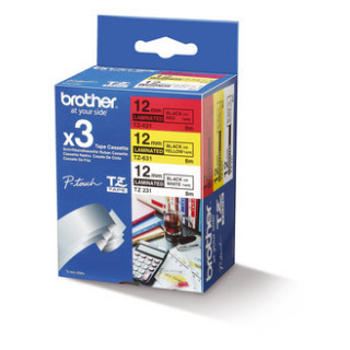BROTHER Pack de 3 Cintas de Etiquetado de 12mm