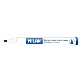 Milan Rotuladores para Pizarra Blanca con Punta Redonda - Punta 4.7 mm - Tinta a Base de Alcohol - Borrable en Seco - Color Azu