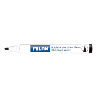 Milan Rotuladores para Pizarra Blanca con Punta Redonda - Punta 4.7 mm - Tinta a Base de Alcohol - Borrable en Seco - Color Neg