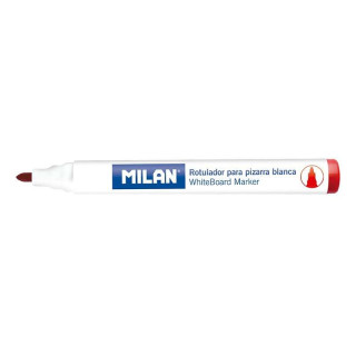 Milan Rotuladores para Pizarra Blanca con Punta Redonda - Punta 4.7 mm - Tinta a Base de Alcohol - Borrable en Seco - Color Roj