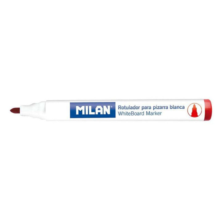 Milan Rotuladores para Pizarra Blanca con Punta Redonda - Punta 4.7 mm - Tinta a Base de Alcohol - Borrable en Seco - Color Roj