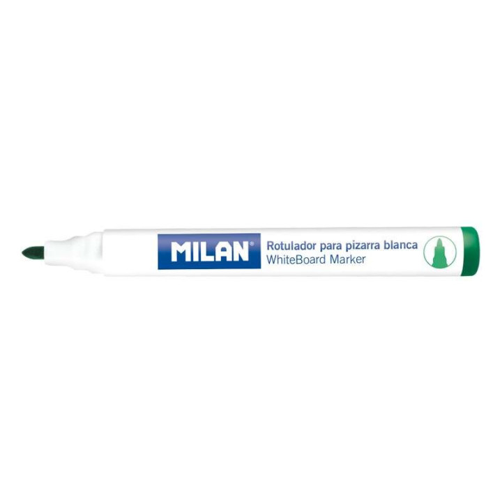 Milan Rotuladores para Pizarra Blanca con Punta Redonda - Punta 4.7 mm - Tinta a Base de Alcohol - Borrable en Seco - Color Ver