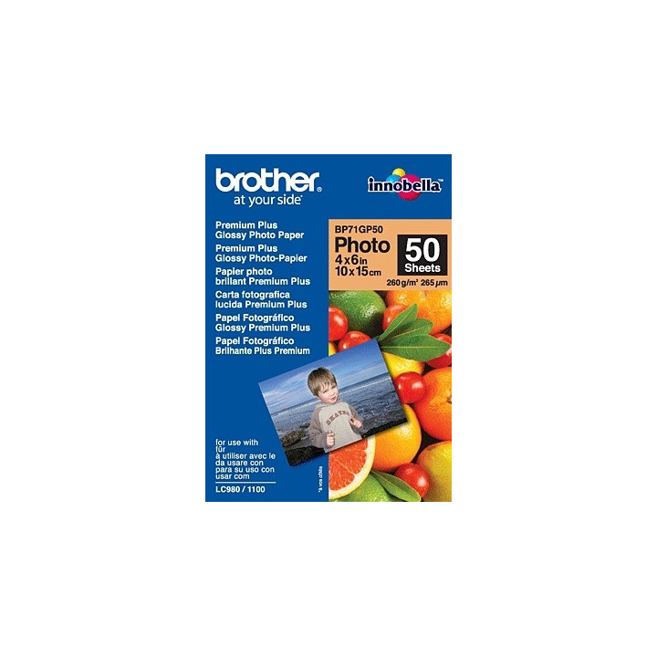 BROTHER Papel Inkjet Glossy 10x15 50h 260g/m2