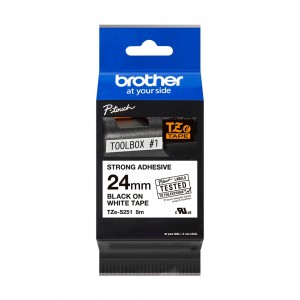 Brother tzes251 cinta laminada super adhesiva original de etiquetas - texto negro sobre fondo blanco - ancho 24mm x 8 metros
