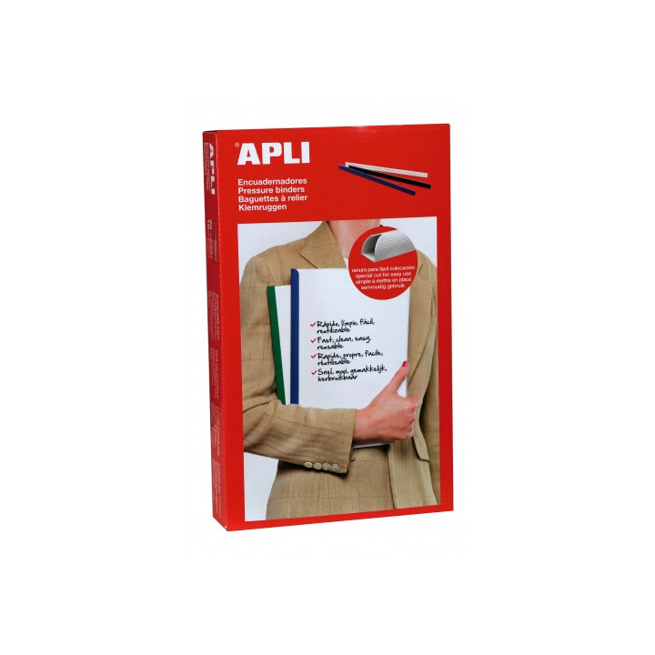 Apli Pack de 50 Encuadernadores Deslizantes - Facil y Rapido - Ranura para Insercion - Capacidad 100 Hojas - Color Blanco