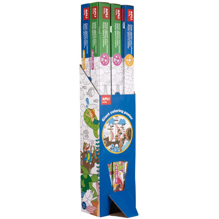 Apli Expositor de Posteres Gigantes para Pintar - Tamaño 180x96.5 mm - 6 Rollos con 2 Modelos: Mundo Marino y Bosque Magico -