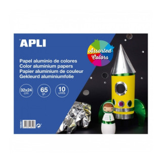 Apli Bloc de Papel de Aluminio - Ideal para Manualidades y Scrapbooking - 10 Hojas - Colores Surtidos