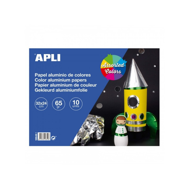 Apli Bloc de Papel de Aluminio - Ideal para Manualidades y Scrapbooking - 10 Hojas - Colores Surtidos