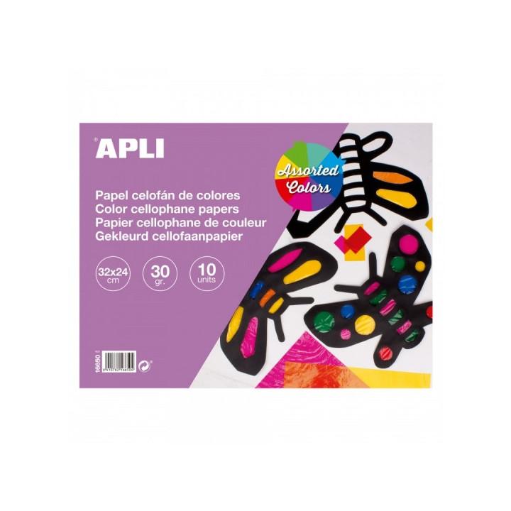 Apli Bloc de Papel Celofan - Ideal para Manualidades y Scrapbooking - Colores Surtidos