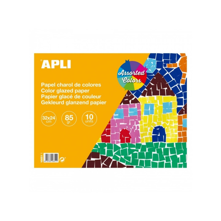 Apli Bloc de Papel de Charol - 85gr - 10 Hojas - Ideal para Manualidades