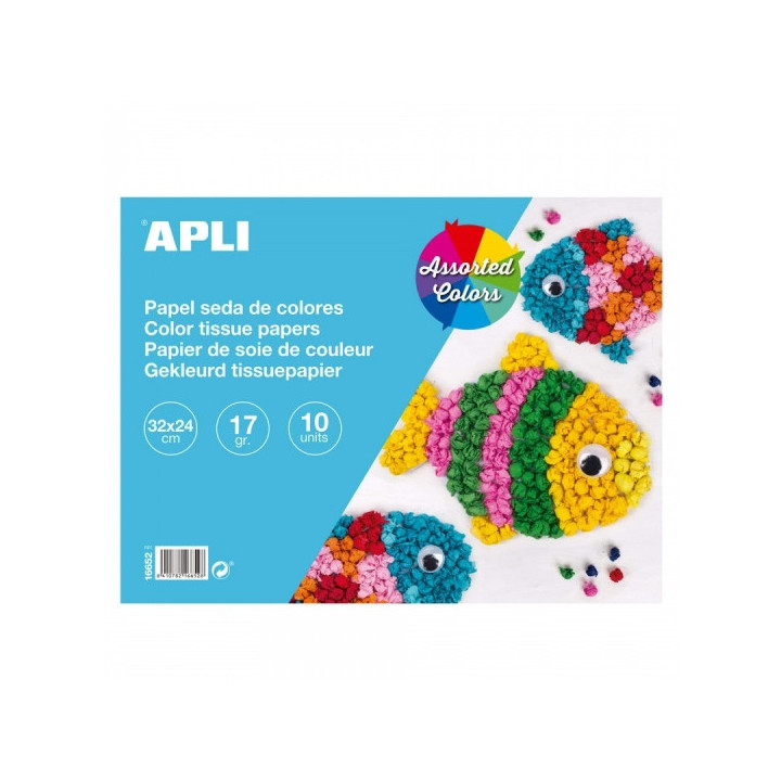 Apli Bloc de Papel de Seda - 10 Hojas - Ideal para Manualidades y Papiroflexia - Colores Surtidos
