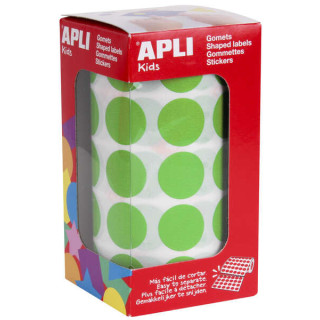 Apli Pack de 1.770 Gomets Redondos Ø 20mm - 59 Hojas Pretroqueladas - Adhesivo Permanente - Ideal para Escuelas Infantiles y C