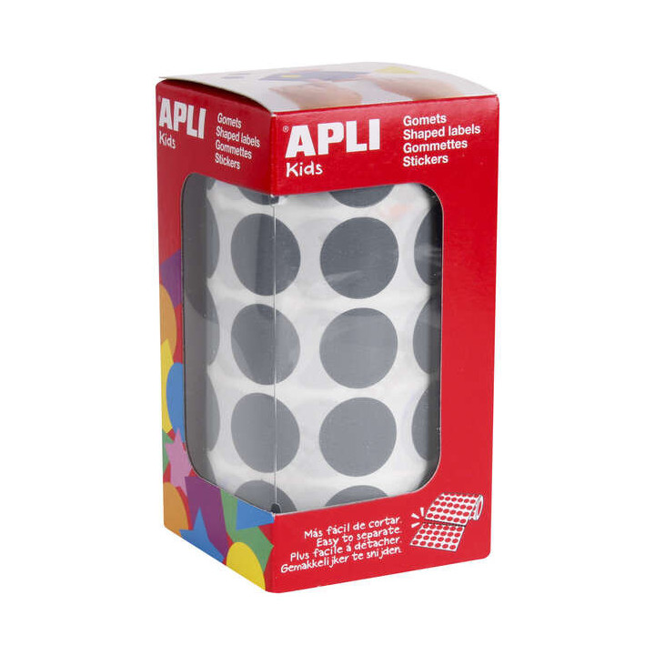 Apli Pack de 1770 Gomets Redondos Ø 20mm - 59 Hojas Pretroqueladas - Adhesivo Permanente - Ideal para Escuelas Infantiles y Co