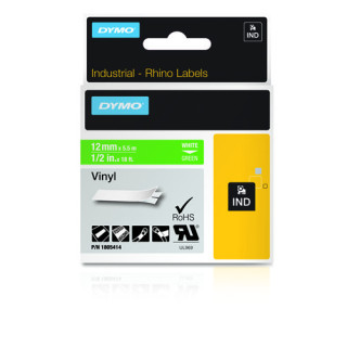 DYMO RHINO Cinta ID1-12 Blanco/verde vinilo