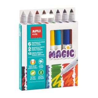 Apli Kids Rotuladores Magic - Ø 14.4x137 mm - Cambio de Color con 2 Blancos - Cuerpo Cilindrico y Punta Redonda Bloqueada de ?