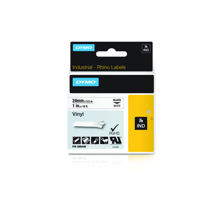 DYMO RHINO Cinta ID1-24 Negro/blanco vinilo