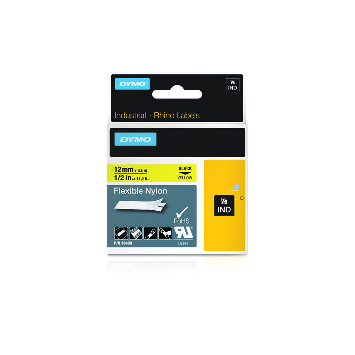 DYMO RHINO Cinta ID1-12 Negro/amarillo nylon