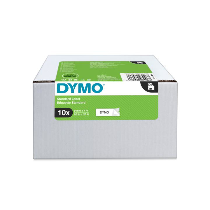 DYMO Cinta LM D1 Multipack 9mmx7m  VALUE PACK (S0720680 10 rollos) Negro/blanco