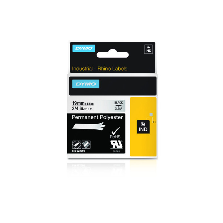 DYMO RHINO Cinta ID1-19 Negro/transparente polyester