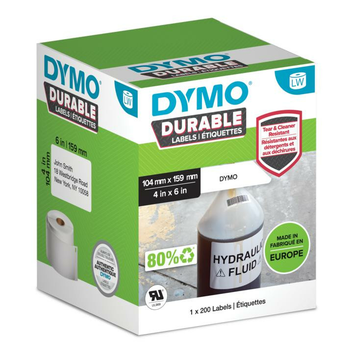 DYMO Etiqueta LW DURABLE 4" X 6" (104MM X 159MM) Papel blanco