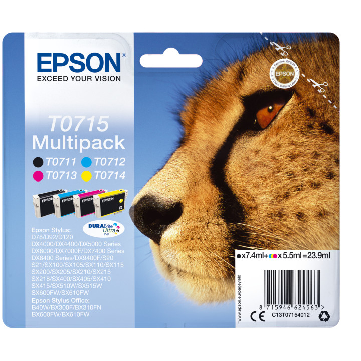 Epson Stylus D-78/92/120 DX-4000/5000/6000/7000F Pack(T0711+T0712+T0713+T0714)(Radiofreciencia)