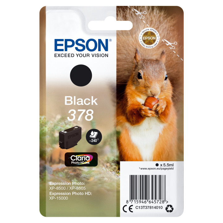 EPSON Singlepack Black 378 Claria Photo HD Ink con RF