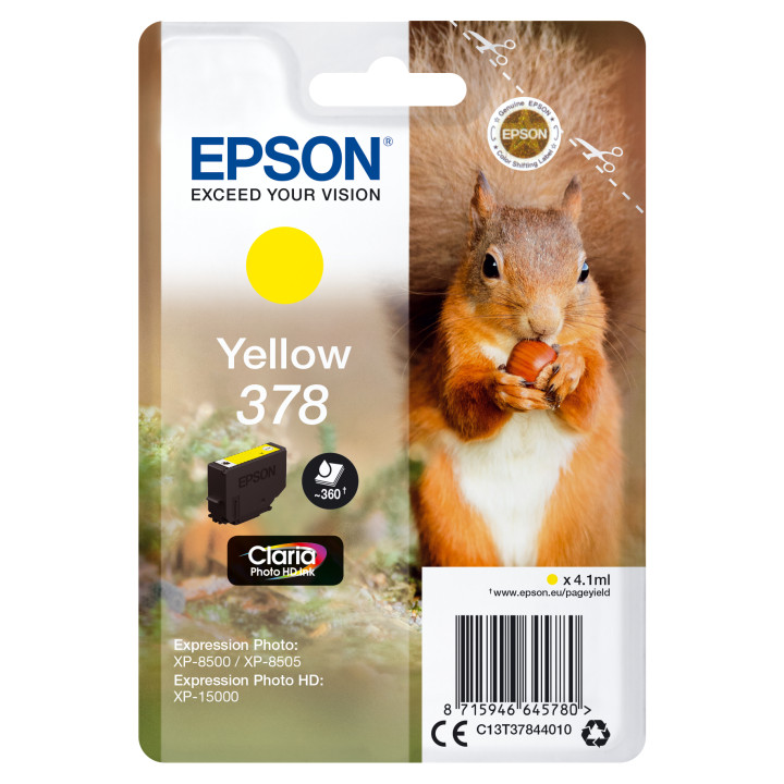 EPSON Singlepack Yellow 378 Claria Photo HD Ink con RF