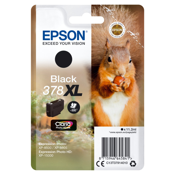 EPSON Singlepack Black 378XL Claria Photo HD Ink con RF