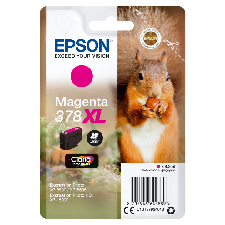 EPSON Singlepack Magenta 378XL Claria Photo HD Ink con RF