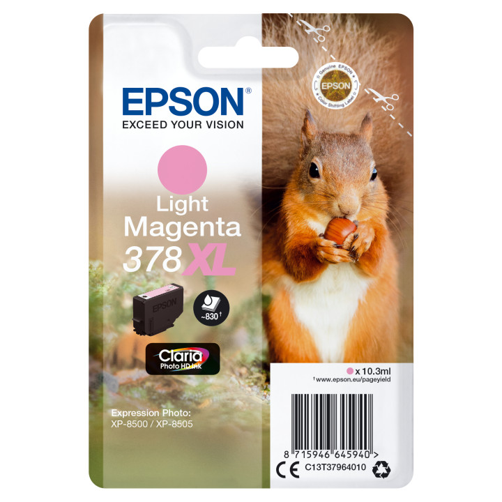 EPSON Singlepack Light Magenta 378XL Claria Photo HD Ink con RF