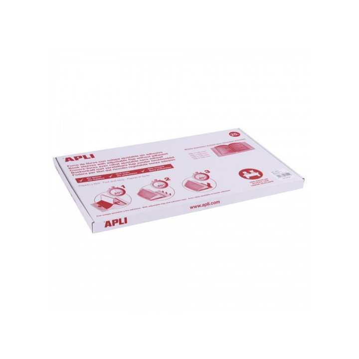 Apli Caja de 25 Fundas Transparentes de PVC con Solapa Autoajustable - Adaptables sin Corte - Adhesivo Eco-Friendly