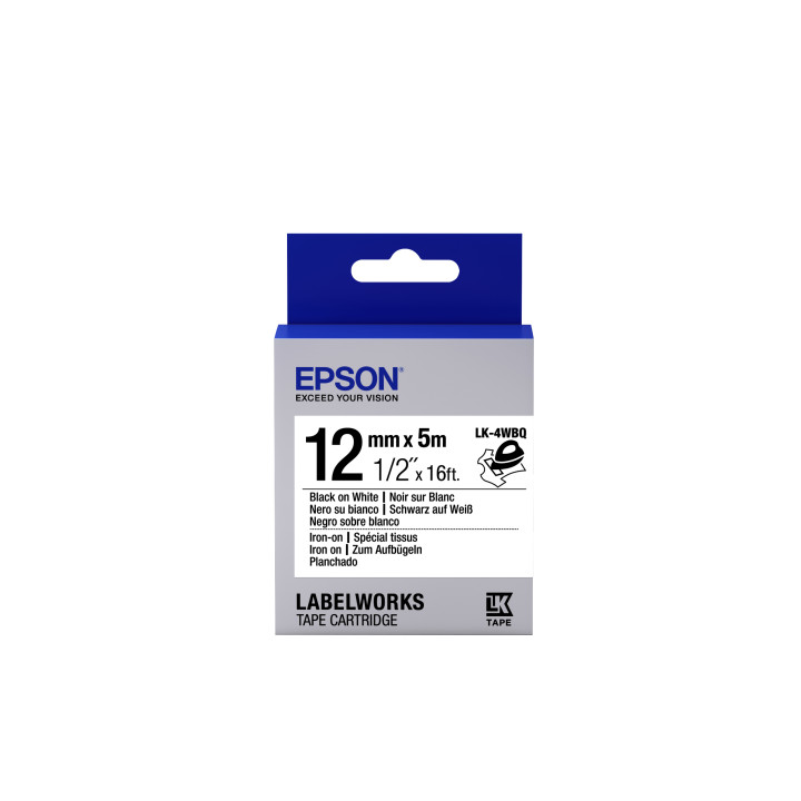 EPSON Cartucho de etiquetas Iron on LK-4WBQ Black/White 12mm (5m)