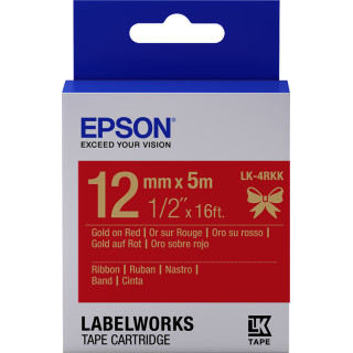 EPSON Cartucho de etiquetas de cinta satinada LK-4RKK oro/rojo de 12 mm (5 m)