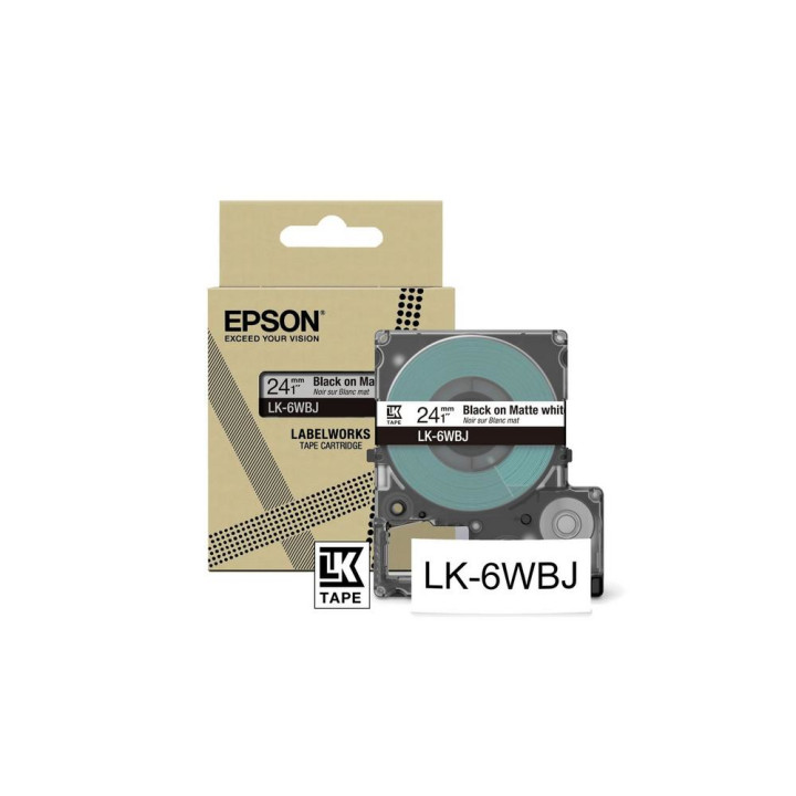 EPSON Cartucho de etiquetas Matte Tape   White/Black 24mm(8m)   LK-6WBJ