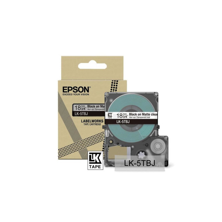 EPSON Cartucho de etiquetas Matte Tape   Clear/Black 18mm(8m)   LK-5TBJ