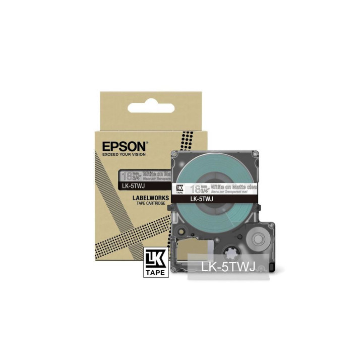 EPSON Cartucho de etiquetas Matte Tape   Clear/White 18mm(8m)   LK-5TWJ