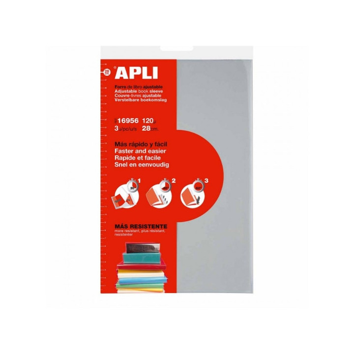 Apli Pack de 3 Fundas Transparentes de PVC - Solapa Autoajustable - Facil Aplicacion - Eco-Friendly