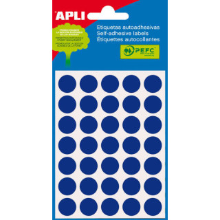 Apli Minibolsa de 175 Etiquetas Redondas Ø 13.0mm - 5 Hojas por 35 Etiquetas - Adhesivo Permanente - Aptas para Escritura con