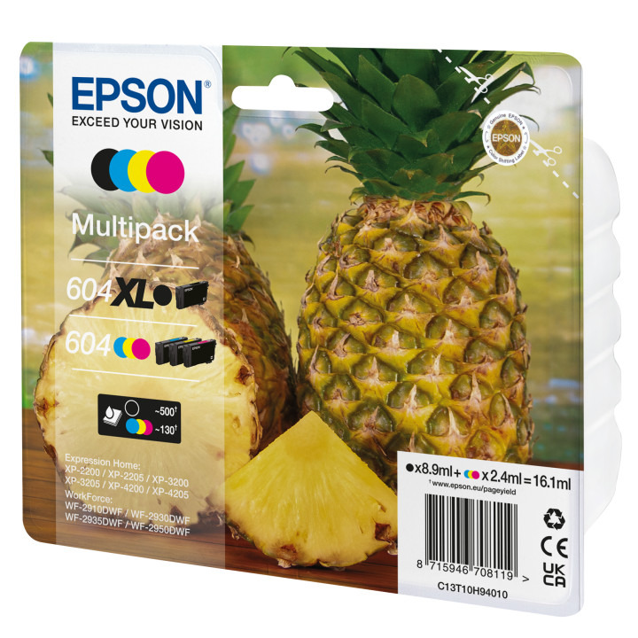 EPSON Tinta 4 colores Multipack 604XL Negro/ 604 Std CMY