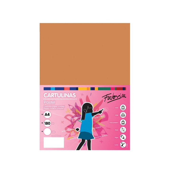 Fabrisa Pack de 50 Cartulinas 180 g/m² - Tamaño A4 - Color Marron Claro