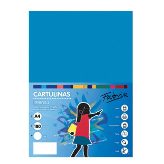 Fabrisa Pack de 50 Cartulinas 180 g/m² - Tamaño A4 - Color Azul Medio