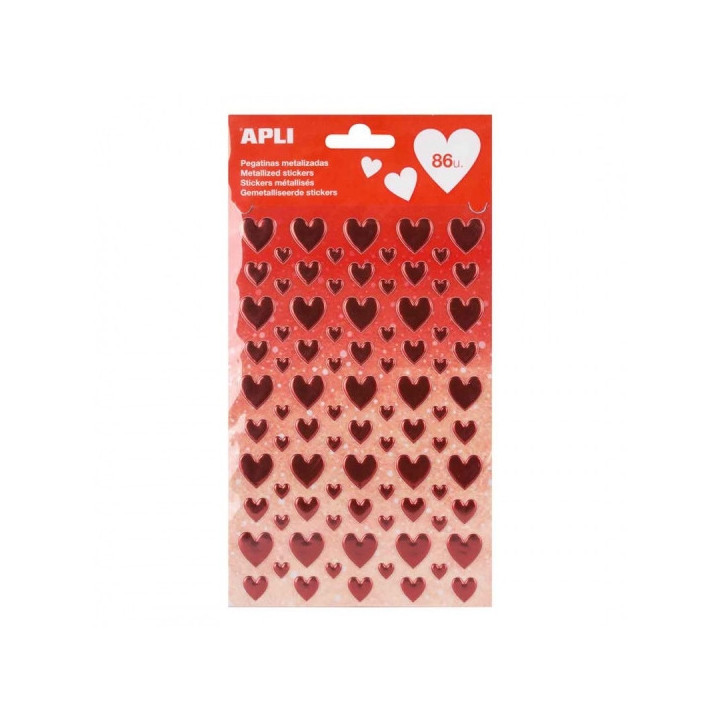 Apli Bolsa de Pegatinas en Forma de Corazon - Diferentes Tamaños - Acabado Epoxy - Adhesivo Permanente - Estimula Creatividad