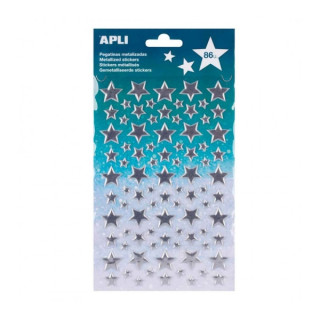 Apli Bolsa de Pegatinas Estrella Plata Metalizado - Adhesivo Permanente - Ideal para Scrapbooking - Decoracion Versatil - Estim
